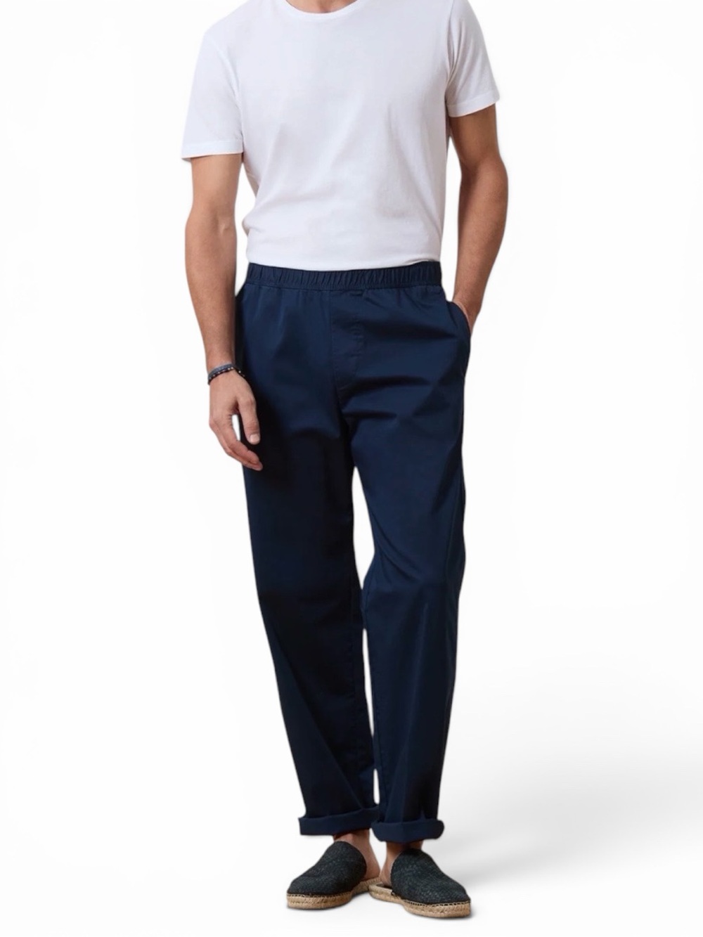 Todd Snyder Medium Relaxed Poplin Leisure Pant in Navy Pull-on Drawstring Summer